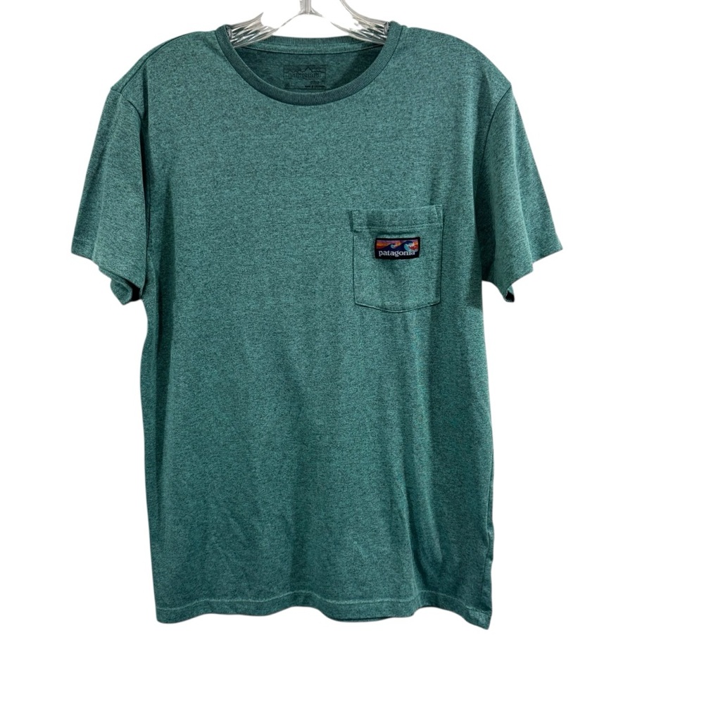 Patagonia Mens Hybrid Pocket Responsibili Tee 52675 Light Green Athleisure Sz M